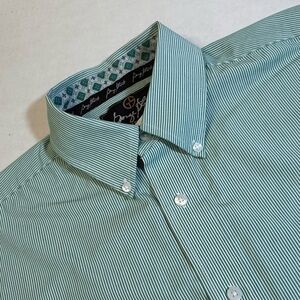 Wrangler George Strait Men’s Long Sleeve Button Down Green Striped Shirt XLlarge